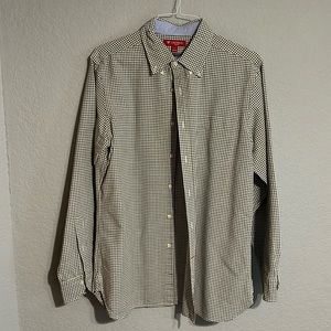 Daniel Cremieux Long-Sleeve Button Down Shirt, Size L, Slim Fit, Green/White